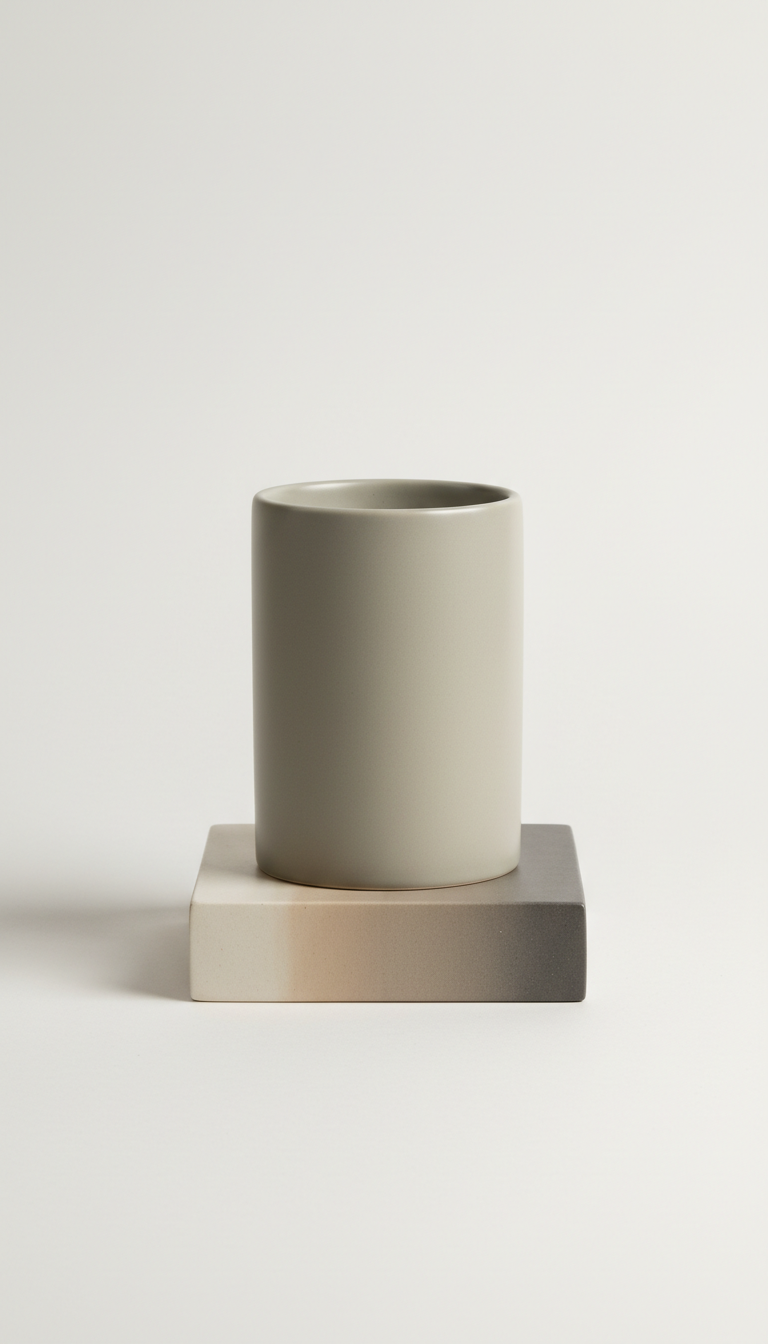 Matte Greige Ceramic Utensil Holder