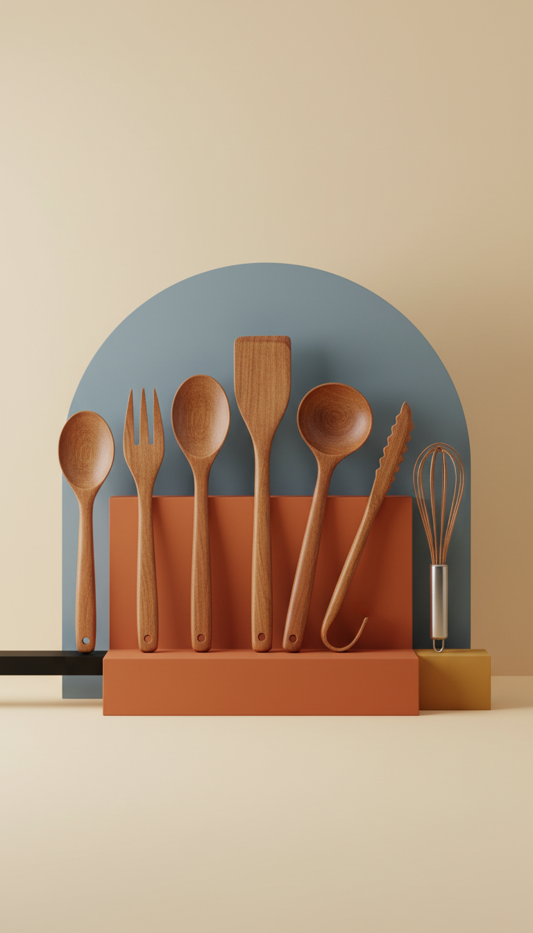 Acacia wood utensil set
