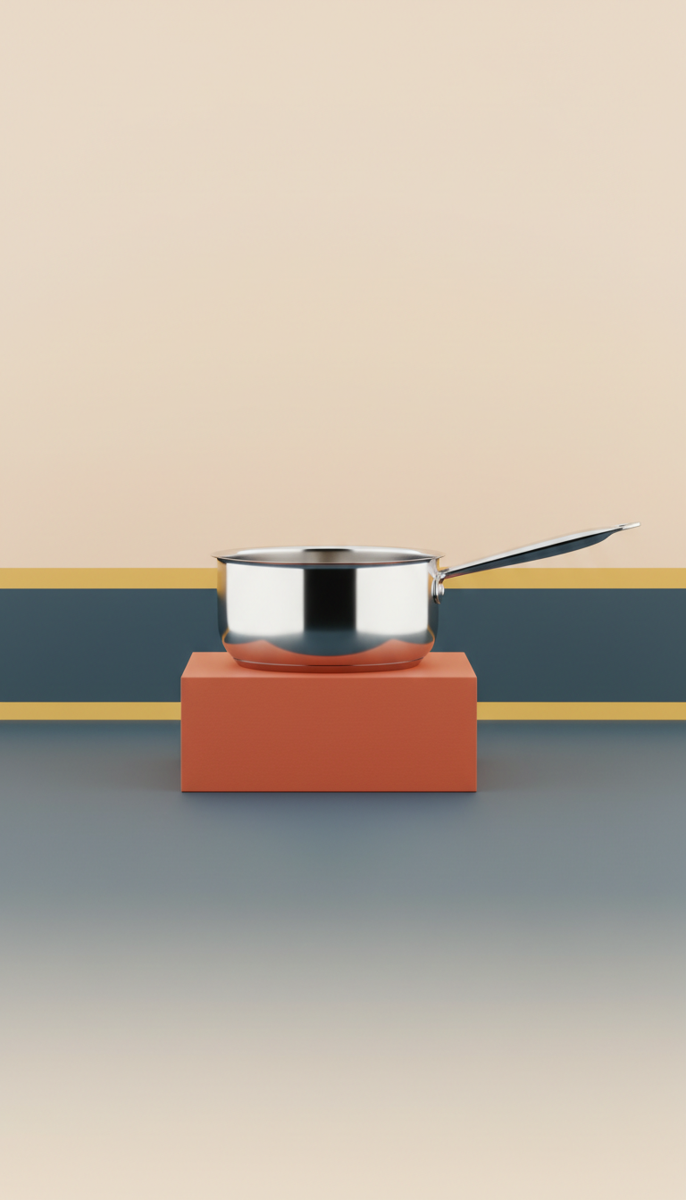 Stainless steel sauce pan with pour spout
