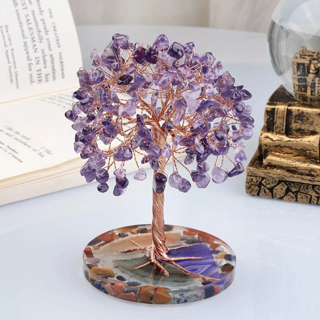 Amethyst Healing Crystals Stones Tree Wire