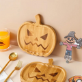 Halloween Pumpkin Tray Wooden Food Fruit Snack Storage Plate