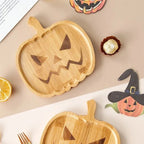 Halloween Pumpkin Tray Wooden Food Fruit Snack Storage Plate