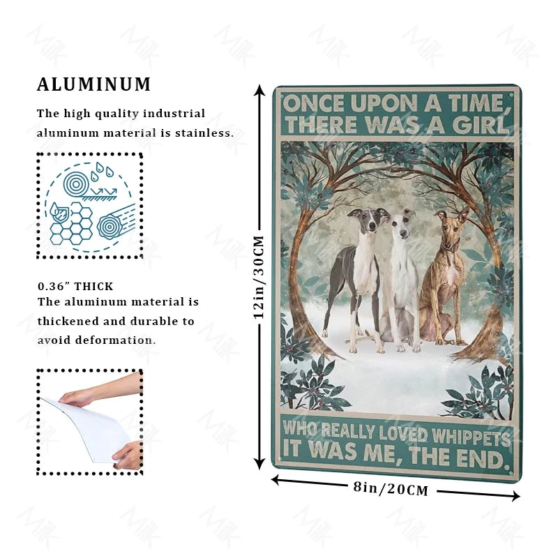 Whippet Dog Metal Tin Sign Plate Wall Stickers