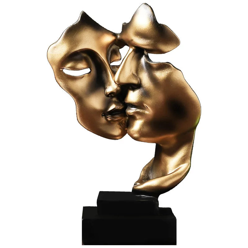 Kissing Couple Human Face Sculpture