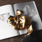 Kissing Couple Human Face Sculpture
