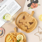 Halloween Pumpkin Tray Wooden Food Fruit Snack Storage Plate
