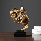 Kissing Couple Human Face Sculpture