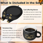 Coffee Warmer & Adorable Cat Mug Set